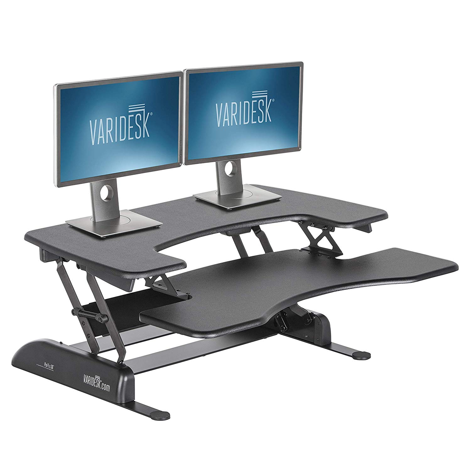 Versadesk Power Pro Black 36 X 24 Push Button Electric Height Adjustable Sit To Stand Desk Riser At Staples
